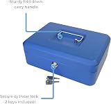 Cathedral Products Key Lockable Cash Box 10 Inch Blue with 6 Compartment Tray view 4