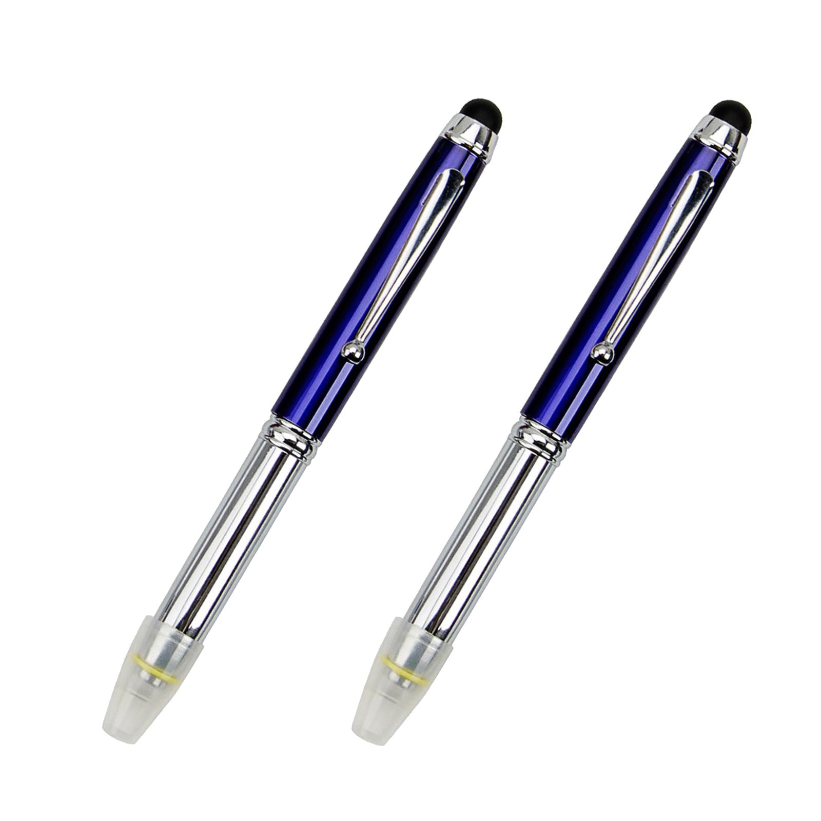 SEIWEI 3 in 1 LED Pen Torch, Multifunctional Ballpoint Stylus Pen with Light, Black Ink, Compatible with Most Smartphones, Tablets and Touchscreen Devices, 2PCS