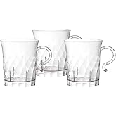 Party Essentials Hard Plastic 8 oz. Swirled Coffee/Tea/ Party Cups With Handle, Clear, 20 Count (N810-2)