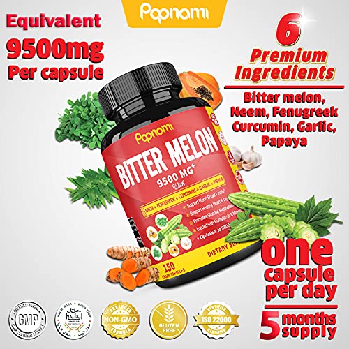 Bitter Melon Extract Capsules equivalent to 9500mg & Neem, Fenugreek