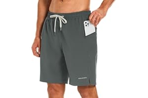 HODOSPORTS Mens Swim Trunks No Mesh Liner Mens Board Shorts 9 Inch Quick-Dry Bathing Suits with Zipper Pockets