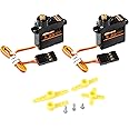 DSPOWER 2PCS 4.3G Mini Servo, RC Micro Digital Servo Motor Metal Gear Coreless Steering Servos for Fixed-Wing Helicopter Airplane Drone 1/24 1/28 RC Car SCX24 Boat Robot Toy