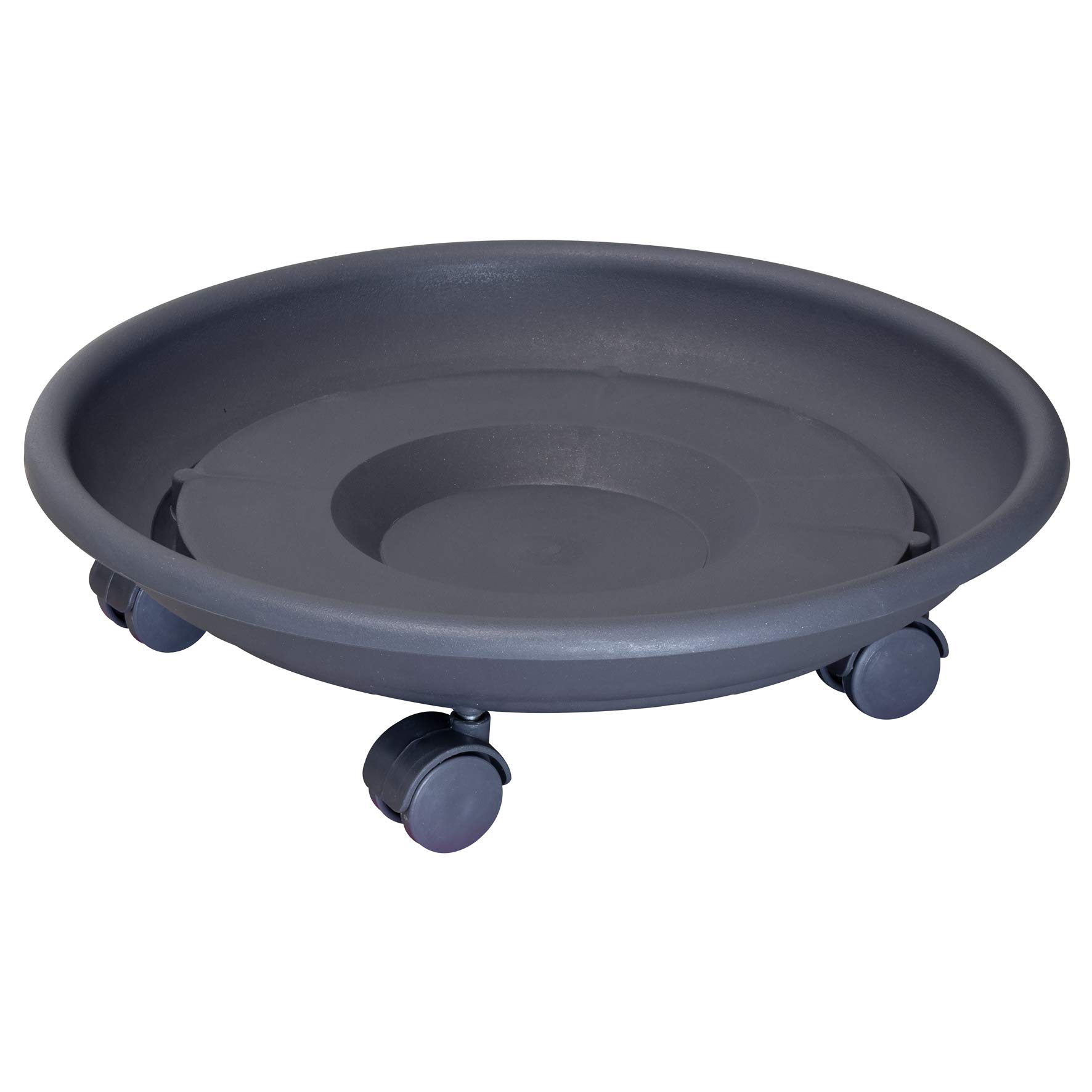 WAGNER Plant trolley SERIE K Ø 34 x 9 cm I Coaster & plant trolley for indoor + outdoor use I Container trolley made of synthetics, charcoal I Load capacity 50 kg I Made in EU - 20103701