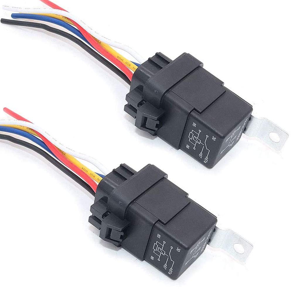 DollaTek 2Pcs 12V 5-PIN 40/30 Amp wasserdichter Relais-Kabelbaum SPDT-Relais Automotive-Relais mit vorverdrahtetem Hochleistungs-Kabelbaum 16AWG 14AWG
