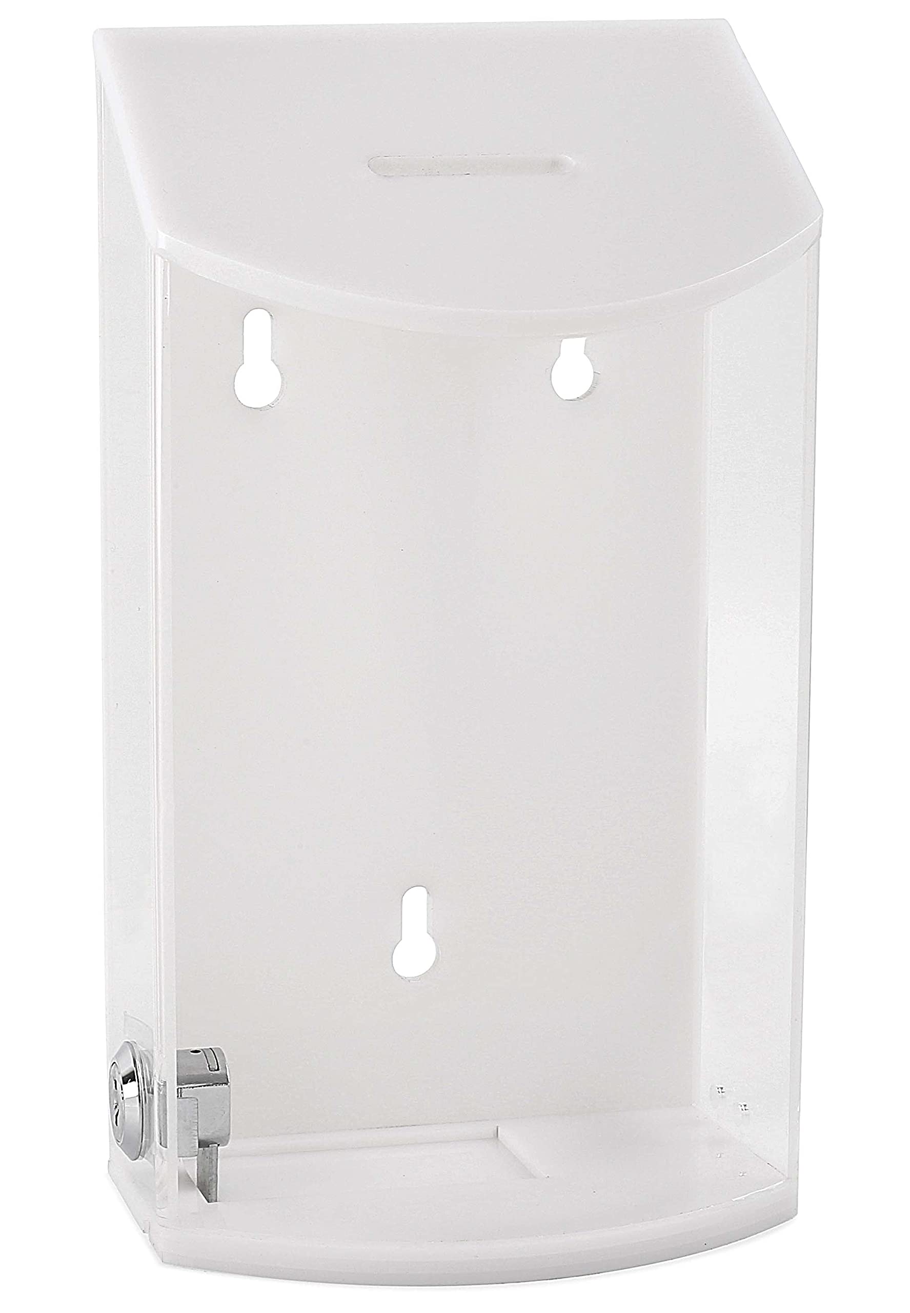 MCB - Rounded Acrylic Box - Charity Box - Donation Box - Collection Box - Tip Container - Kupat Tzedakah (White)