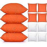Colingmill 4 Set Waterproof Orange Outdoor Throw Pillow Covers with 4 Pillow Inserts 18x18 Inch Decorative Waterproof Throw Cushion for Sofa Couch Home Patio