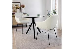 Inspirer Studio Round Dining Table Set for 2, Modern Kitchen Table with 2 Upholstered Chairs, Small Space Bistro Set for Apar