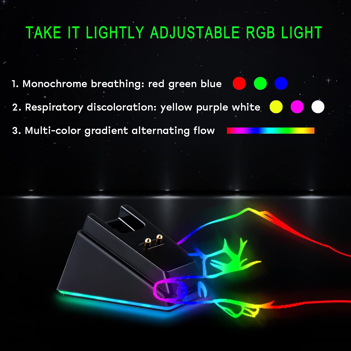RGB Charger Dock with USB Charging Cable Compatible for Razer Basilisk/Viper Ultimate/Naga Pro/deathadder v2 Pro Mouse