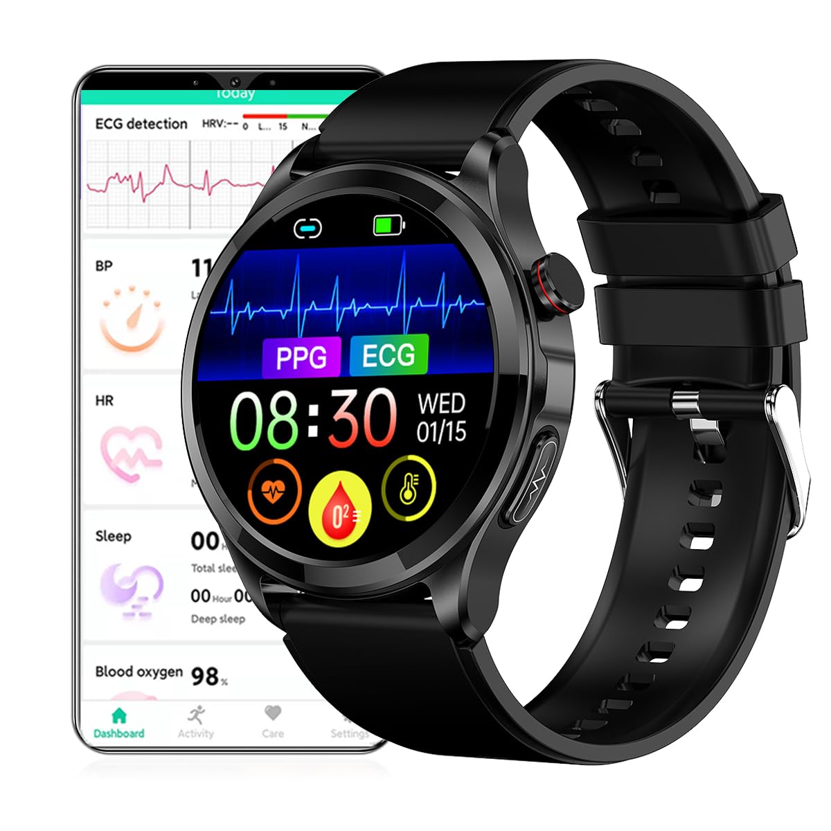 DigiKuber Smart Watch with ECG Monitor, 1.39" Smartwatch Make & Receive Calls, Waterproof Fitness Tracker with PPG SpO2 Heart Rate Blood Oxygen Sleep Monitor for Android iOS