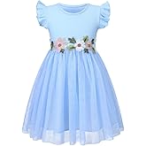 HILEELANG Little Flower Girl Tulle Tutu Dress Easter Cotton Ribbed Birthday Wedding Party Princess Dresses