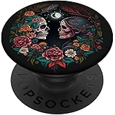 Sugar skull Couple Moon Mexican Floral PopSockets Adhesive PopGrip