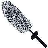 ヒロワールドトレード Soft Wheel Cleaning Brush, Metal-Free Wheel Mop Safe for Car Rims, 16.5" (Flat/Black)