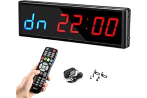 Ledbrigym Gym Timer Clock Garage Workouts Fitness Digital with Remote Wall Mount Red and Blue 2.3 Inch