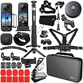Husiway Accessories Kit for Insta360 X5 / X4 Camera Mount Bundle with Carrying Case, Selfie Stick, Tripod, Chest Strap,Mounts