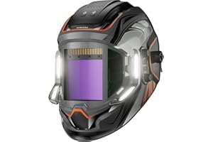 ANDELI Welding Helmet with 4 LED Light, Panoramic Large Viewing Screen 3.94"X3.74" True Color Auto Darkening Welding Helmet, 4 Arc Sensor Wide Shade 4/5-9/9-13 Welder Mask Type-C Charging