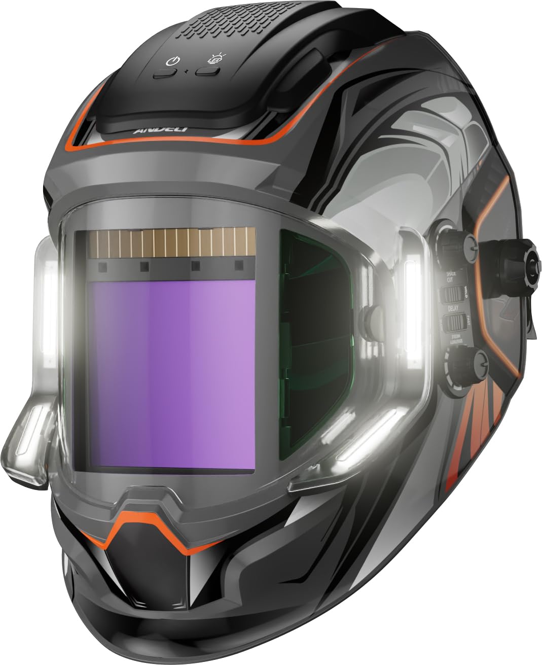 Photo 1 of *BROKEN ON CORNER* ANDELI Welding Helmet with 4 LED Light, Panoramic Large Viewing Screen 3.94"X3.74" True Color Auto Darkening Welding Helmet, 4 Arc Sensor Wide Shade 4/5-9/9-13 Welder Mask Type-C Charging
