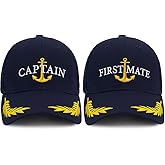 Captain Hat & First Mate | Matching Skipper Boating Baseball Caps | Nautical Navy Marine Sailor Hats