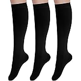 yeabwps 3Pairs Knee High Socks for Women Stretchy Thigh High Stocking Long white Knee High Sock for Casual Outdoor Cosplay