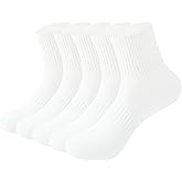 RICOTNSOCS Mens Athletic Cotton Quarter Crew Socks Light Weight Moisture Wicking Odor Control Sports Socks for Men 5 Pairs