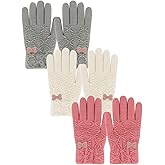PKWEEN Winter Gloves for Toddler Kids - 3 Pairs Boys Girls Soft Warm Wool Lined Gloves Full Finger Children Knit Gloves