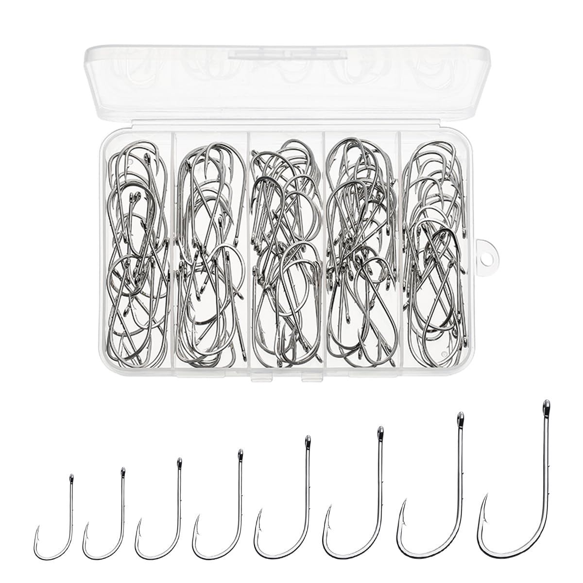 Photo 1 of Thekuai Fishing Hooks 100 Pack Baitholder Walleye Rig Live Bait High Carbon Steel Black Nickel Down-Turned Eye Surf Bass Crawler Harness (#6/0-100pcs)