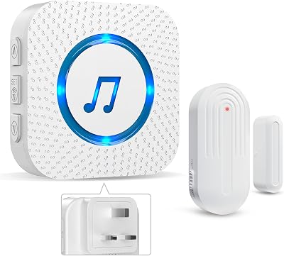 SanJie Wireless Door Open Alarm Sensor Chime 600ft 55 Ringtones UK Plug