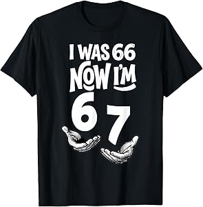 I was 66 Now I’m 67 Years Funny 67th Birthday Six Seven Bday T-Shirt