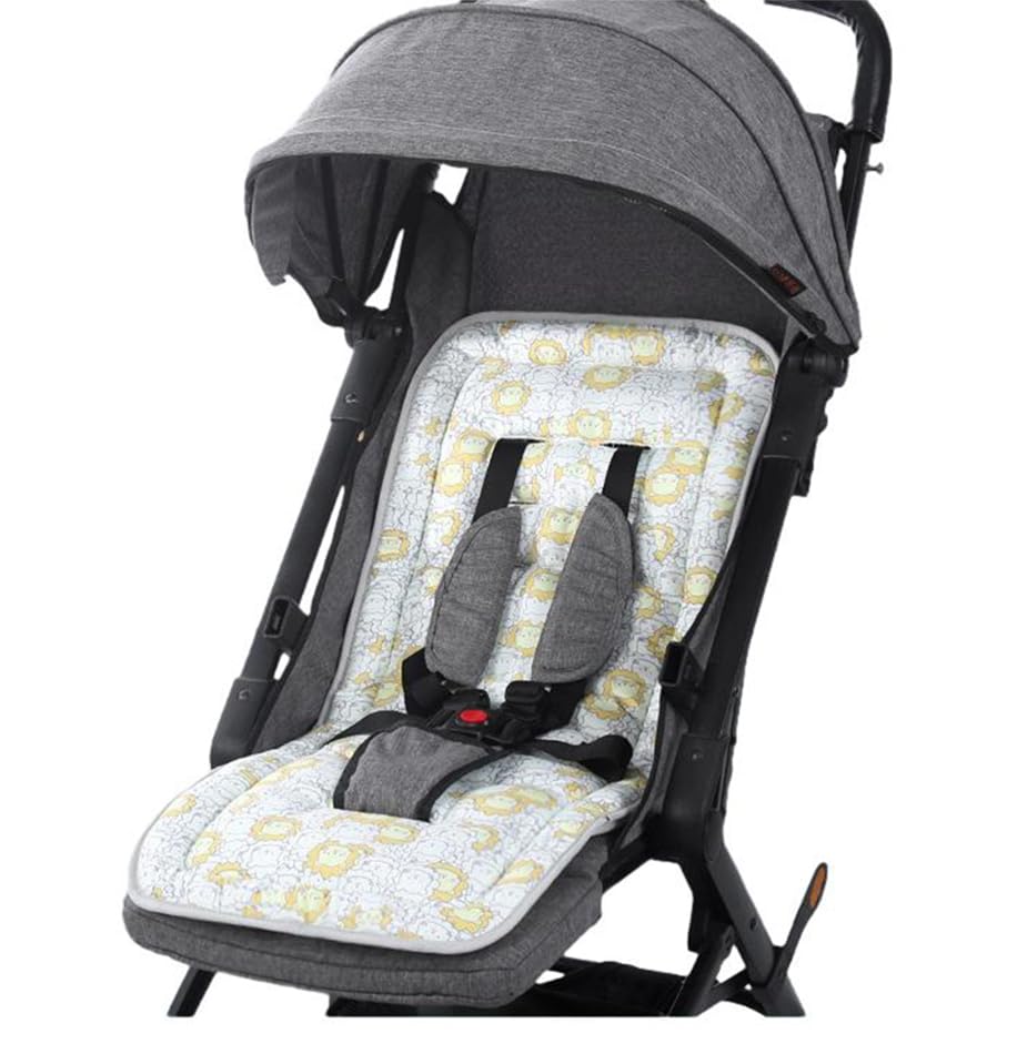 Baby Stroller Seat Liner Cotton Pushchair Cushion Seat Pads Universal Pram Insert Pad Warm Pushchair Seat Covers for Pram Buggy Baby Carriage Washable Winter Thick Infant Pushcar Seat Mat (Yellow)