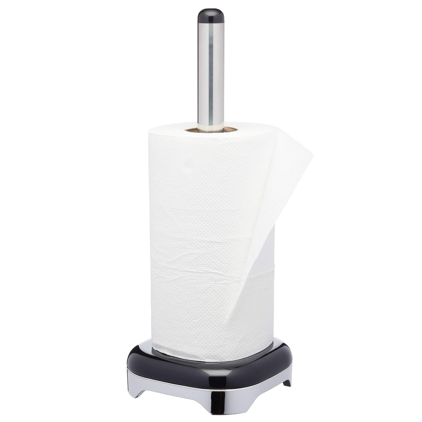 KitchenCraft Lovello Retro Metal Kitchen Roll Holder, 35 cm (14") - Silver/Black