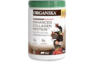 Organika Enhanced Collagen Protein- Dark Chocolate Strawberry - Supports Healthy Skin, Hair, Nails, Joints, and Muscles with 