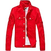DSDZ Men`s Classic Ripped Hip Hop Motorcycle Denim Jacket