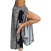 Ainuno Boho Pants Wide Leg Palazzo Pants with Slits for Women Flowy Hippie Pant Thin