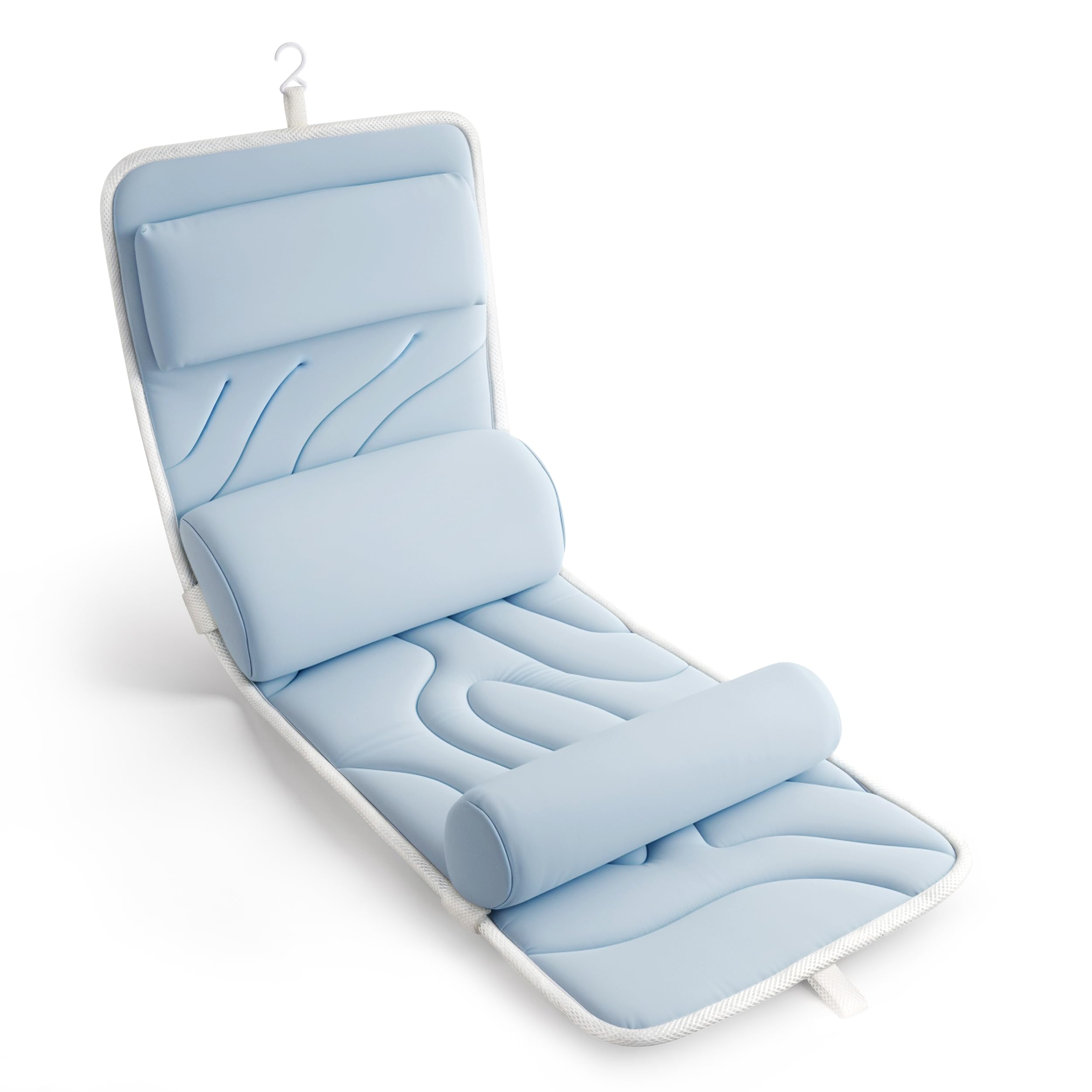 Photo 1 of Sunlit Ultra Soft Full Body Bath Pillow for Bathtub, Luxury Thick Tub Pillow for Head Neck Back Support with Lumbar Pillow Multi-Function Stopper, Spa Pillow with Strong Suction Cups, Bath Accessories