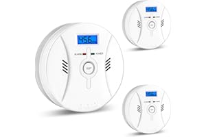 TJTFJS 3-Pack Carbon Monoxide Detectors，Smoke Detector，2 in 1 CO & Smoke Alarm，Smoke Combination CO Alarm,Fire CO for Alarm for Home and Kitchen,LED Screen, CO Carbon Monoxide & Smoke Alarm,3-Pack