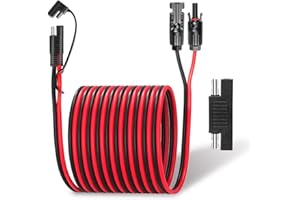 Ansoufien Solar Panel Connectors to SAE Adapter Cable 20FT, 10AWG Solar Panel Extension Cable with SAE Polarity Reverse Adapter for RV Solar Panel Caravan Battery Charger