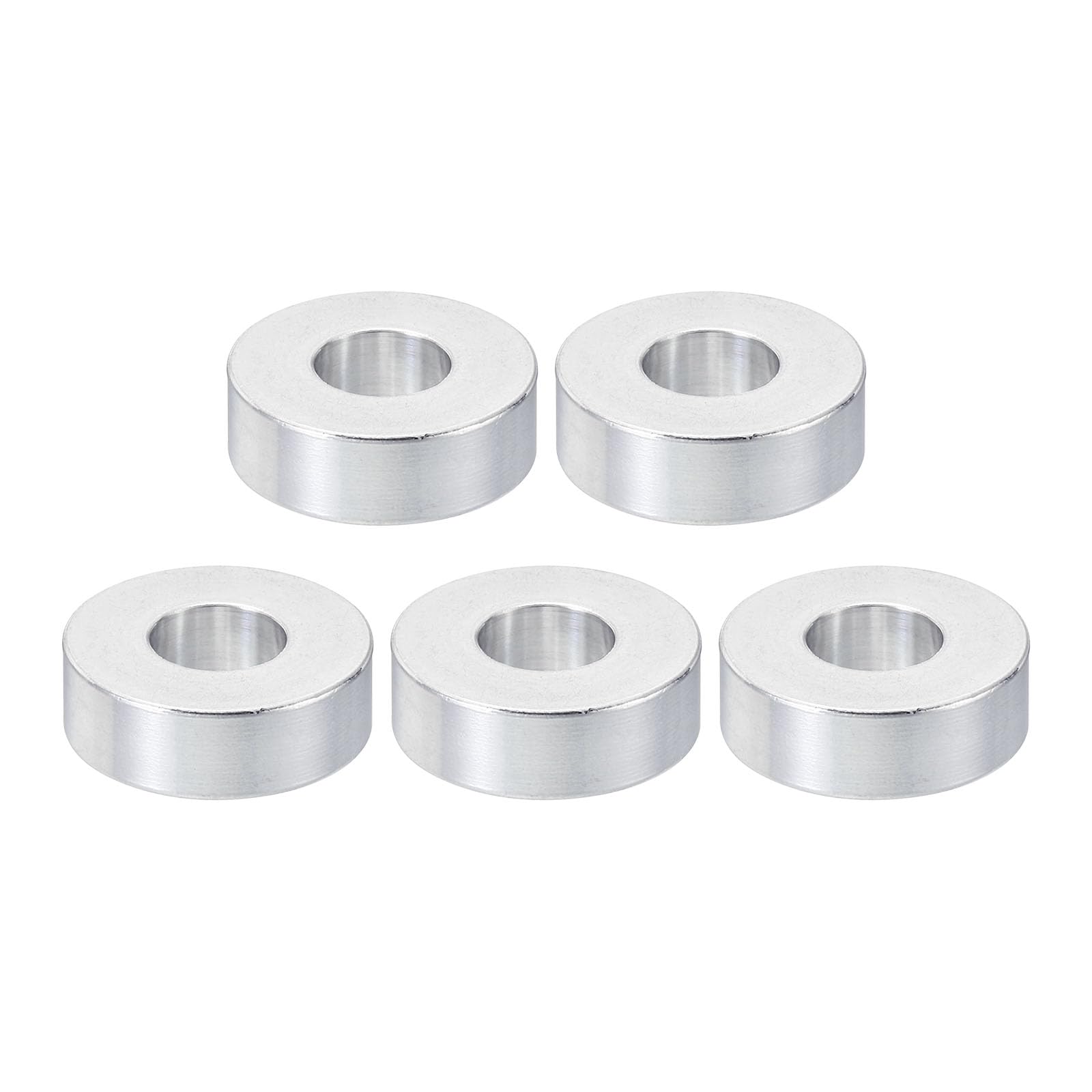 PATIKIL M10 Aluminum Spacers, 5 Pcs Metal Spacer Aluminum 10.5mm ID x 24mm OD x 8mm L Aluminum Spacer Screw Standoff Round for 3/8" M10 Screw Bolts