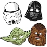 Multicolor Star Wars Classic Party Masks (8 Count) - Iconic & Eco-Friendly Material, Perfect for Epic Themed Parties & Galactic Celebrations