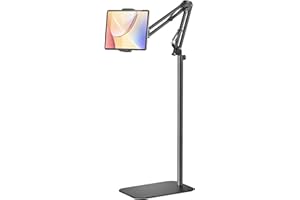 Tablet Floor Stand, 360-Degree Rotatable Metal Tablet Holder Stand, Adjustable Height and Angle iPad Stand,Universal Tablet H