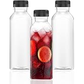 HNXAZG 3 Pcs 33 Oz Plastic Juice Bottles Empty Clear Containers with Tamper Proof Lids for Juice, Milk