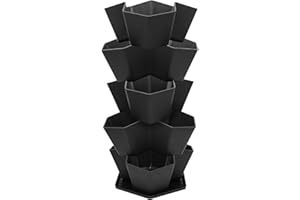 Tierra Verde 5-Tier Large Stackable Modular Planter in Black