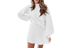 Zwurew Womens 2 Piece Skirt Sets 2025 Mock Neck Ribbed Sweaters and Mini Skirt Fall Winter Two Piece Outfits