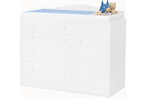 GOFEI Changing Table Dresser, 4 Drawers and Open Storage Space, Changing Table with Drawers