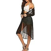 POGTMM Women's Casual Long Open Front Drape Lightweight Duster High Low Hem Long Sleeve Maxi Cardigan with Pockets(S-3XL)