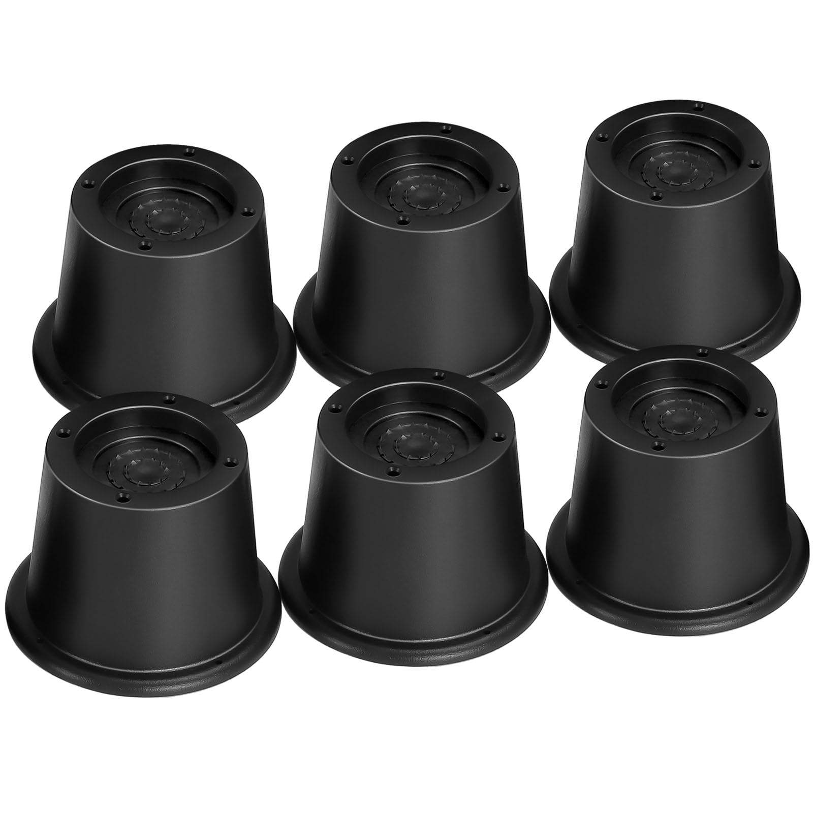 Photo 1 of shouwuhho Bed Risers 2 inch, 3 Inch, Heavy Duty Round Furniture Risers Lifts 2" for Table, Desk Leg, Sofa, Couch, Adjustable Bed Frame Risers Supports Up to 6,000 Lbs, Black, 6 Pack