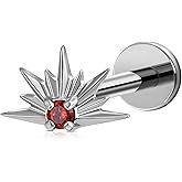 FINE4U 1PC ASTM F136 Titanium North Star Piercing Jewelry for Conch Helix Flat Tragus Lobe 16G 6mm 8mm