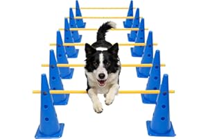 Dog Agility Course - Heavy Duty Training Cones with Poles, Adjustable Height Exercise Kit, Backyard Practice Training Gear, C