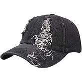 Kangqifen Unisex Ripped Distressed Denim Baseball Cap Trucker Hat Adjustable