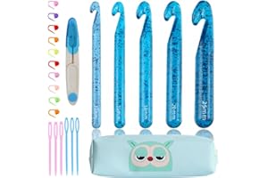 ZICALSO Large Crochet Hooks,25mm 20mm 18mm 15mm 12mm Crochet Hooks,Large Crochet Hooks for Chunky Yarn,Big Crochet Hooks,10 mm-25 mm Crochet Hook（Blue）