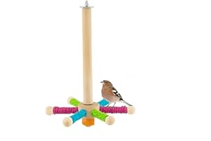 AkNebriax 1PCS Bird Perch Toy, 360° Rotating Perch Toy, Bird Cage Accessories for Small and Medium Parrots to Expend Energy, 