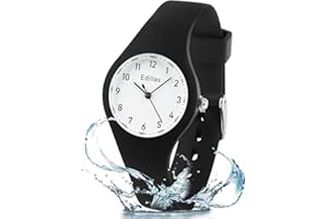Edillas Kids Watch Analog for Girls Boys, 50M Waterproof Children Quartz SquareWristwatches for Kids, Students with Soft Silicone Strap, Easy to Read Learn time Presents